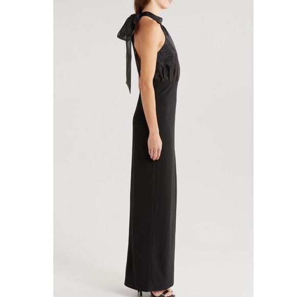 Lulus Organza & Crepe Halter Gown Dress, Cocktail Party Black,‎ Size XL, NWT - Picture 4 of 7